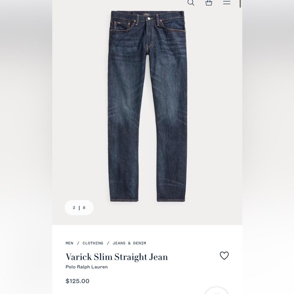 Polo Ralph Lauren Varick Slim Straight Fit Denim jeans
